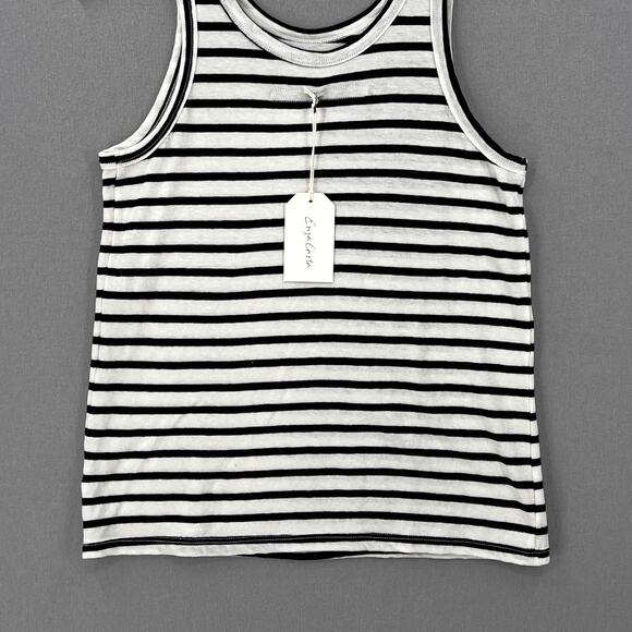 ENZA COSTA Easy Tank Womens Small White Black Cotton Cashmere Sleeveless NEW - Picture 9 of 13